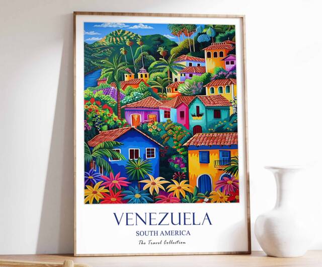 Venezuela Travel Poster, Print, South America Art, Tropical Decor, Latin Gift - image 1
