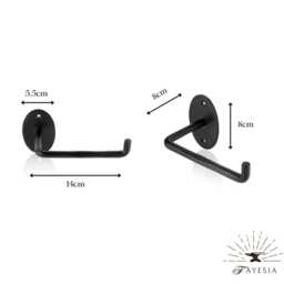 Blacksmith Handmade Toilet Paper Holder - Wrought Iron Wall Mounted Suitable For Bathroom Hammered Oval Finish - Black - thumbnail 2
