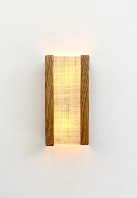 Handmade Oak Wall Sconce Scandinavian Japandi Papyrus Light. Plug-In Option. Usa Duties Paid - image 1