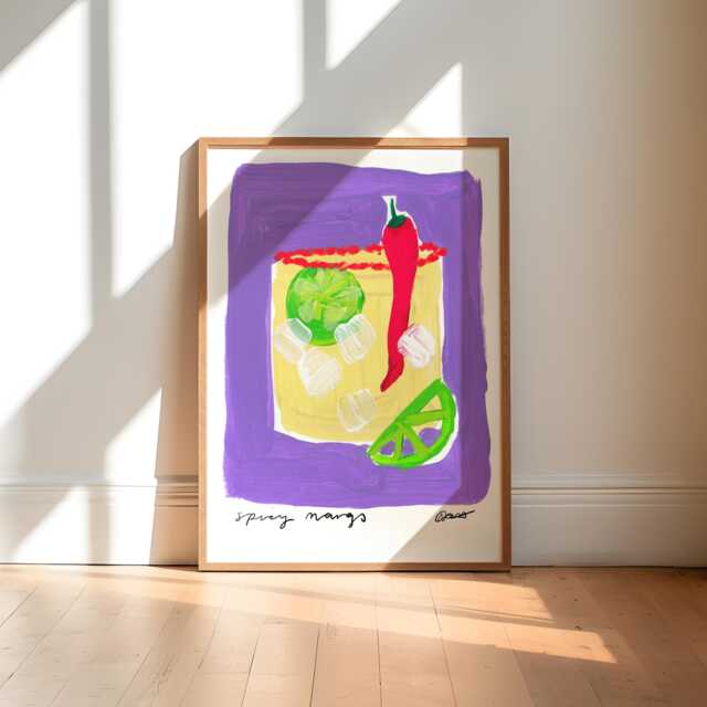 Spicy Margs Painting Art Print/Hand Painted Abstract Cocktail Margarita Colourful - image 1