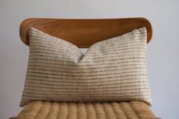 Handwoven Lumbar Pillow Cover Vintage Karen Batik, Boho Farmhouse Decor - thumbnail 1
