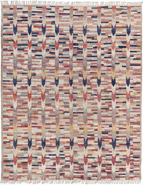 Handwoven Wool Kilim Rug 9x8 Ft, Colorful Geometric Tribal Design - image 1