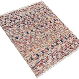 Handwoven Wool Kilim Rug 9x8 Ft, Colorful Geometric Tribal Design - thumbnail 4