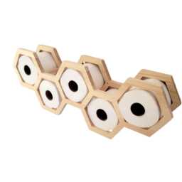 Hexagonal Pine Wood Toilet Roll Holder - Rustic Bathroom Organizer - thumbnail 3