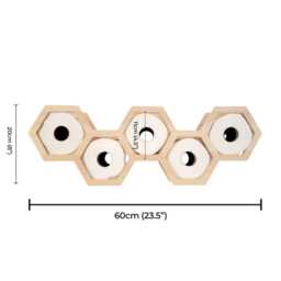 Hexagonal Pine Wood Toilet Roll Holder - Rustic Bathroom Organizer - thumbnail 2