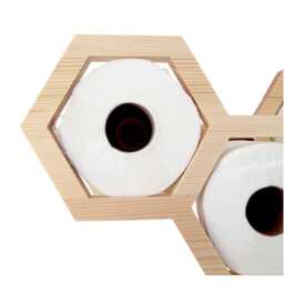 Hexagonal Pine Wood Toilet Roll Holder - Rustic Bathroom Organizer - thumbnail 4