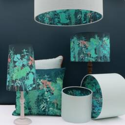 Mint Garden Print Throw Cushion Teal, Turquoise, & Coral - thumbnail 4