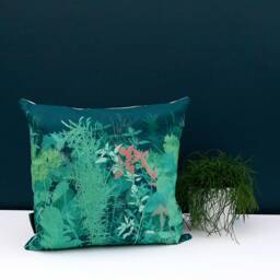 Mint Garden Print Throw Cushion Teal, Turquoise, & Coral