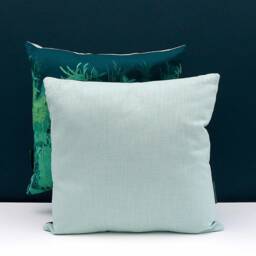 Mint Garden Print Throw Cushion Teal, Turquoise, & Coral - thumbnail 2