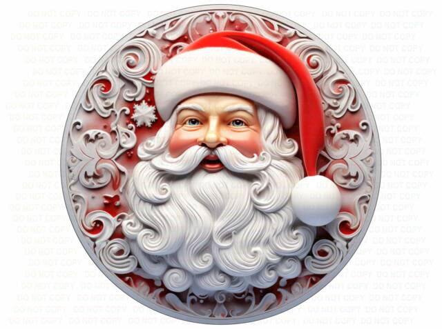 Silver Santa Christmas Sign, Metal Sign For Christmas, Santa Wreath Sign, Silver Santa Silver - image 1