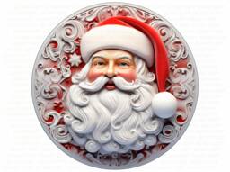 Silver Santa Christmas Sign, Metal Sign For Christmas, Santa Wreath Sign, Silver Santa Silver - thumbnail 1
