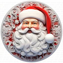 Silver Santa Christmas Sign, Metal Sign For Christmas, Santa Wreath Sign, Silver Santa Silver - thumbnail 2