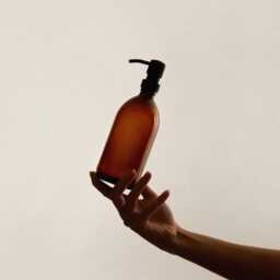 Amber Glass Soap Dispenser Stainless Steel Pump, Recycled UK Made - thumbnail 2