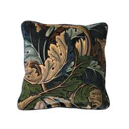 William Morris Acanthus, Arts & Crafts, Grey, Beige Olive Green Velvet Cushion Cover, Throw Pillow Home Decor - thumbnail 1