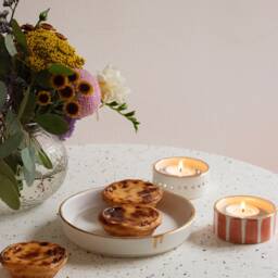 Handmade Striped Terracotta Tea Light Holder With Gold Rim - Set Of Two - thumbnail 4