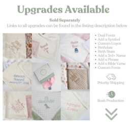 Josie Floral Personalized Baby Blanket, Minky Blanket With Name, Pink Gift - thumbnail 4