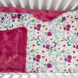 Josie Floral Personalized Baby Blanket, Minky Blanket With Name, Pink Gift - thumbnail 2