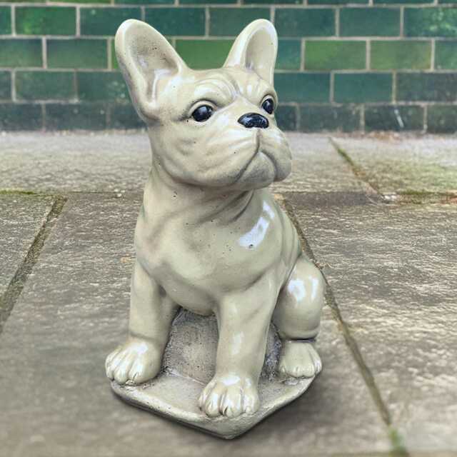 Concrete French Bulldog Statue Garden Pet Memorial Figurine Stone Dog Sculpture Handmade Outdoor Puppy Ornament Dog Art Lover Gift - image 1