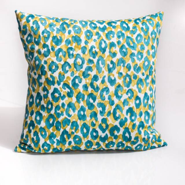 Aqua Leopard Print Pillow Cover, P/Kaufmann Outdoor Decor - image 1