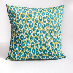 Aqua Leopard Print Pillow Cover, P/Kaufmann Outdoor Decor - thumbnail 1