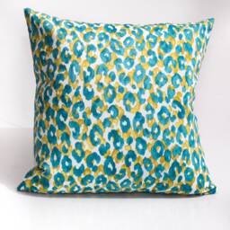 Aqua Leopard Print Pillow Cover, P/Kaufmann Outdoor Decor - thumbnail 2