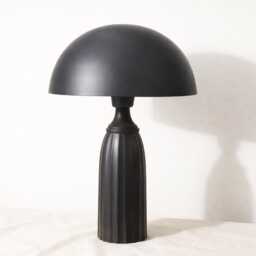 Table Lamp - Modern Matte Black Mushroom Dome With Ribbed Base - Minimal Bedside Desk Lighting For Luxury Contemporary Interiors - thumbnail 4