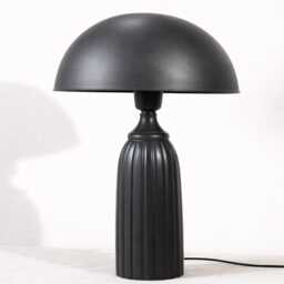 Table Lamp - Modern Matte Black Mushroom Dome With Ribbed Base - Minimal Bedside Desk Lighting For Luxury Contemporary Interiors - thumbnail 2