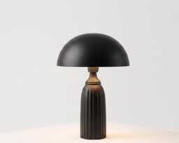 Table Lamp - Modern Matte Black Mushroom Dome With Ribbed Base - Minimal Bedside Desk Lighting For Luxury Contemporary Interiors - thumbnail 1