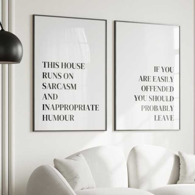 Sarcastic Prints - Funny Set Of 2 Prints Crazy House Poster - image 1