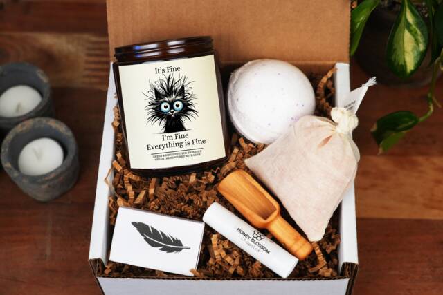 Everything Is Fine Gift Box -9Oz Candle -Self Care Box, Package For Her, Get Well Soon, Funny Gift, Mental Health Gift, Funny - image 1