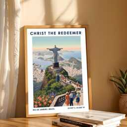 Christ The Redeemer, Rio Travel Poster - Vintage De Janeiro Brazil Illustration Wall Art Print Decor - thumbnail 3