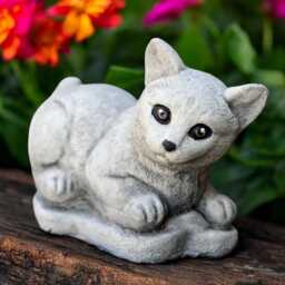 Concrete Lying Kitten Statue Stone Cat Figurine Cement Pet Sculpture Outdoor Garden Ornament Handmade Memorial Decor Cat Lover Gift - thumbnail 1
