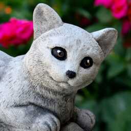 Concrete Lying Kitten Statue Stone Cat Figurine Cement Pet Sculpture Outdoor Garden Ornament Handmade Memorial Decor Cat Lover Gift - thumbnail 4