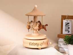 Custom Wooden Carousel Musical Box, Engraved Name Music Box, Sensory Toys, Unique Keepsake Gift, Baby Shower Gift, Birthday Gifts, Couples Gift