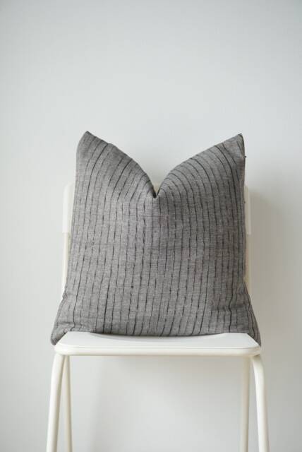 Gray Striped Woven Pillow Cover - image 1