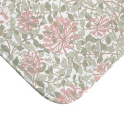 William Morris Bath Mat - Non Slip Backing Light Green & Pink Honeysuckle Floral Pattern Vintage English Bathroom Accessory - thumbnail 3