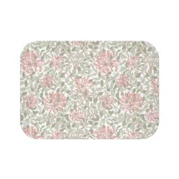 William Morris Bath Mat - Non Slip Backing Light Green & Pink Honeysuckle Floral Pattern Vintage English Bathroom Accessory - thumbnail 1