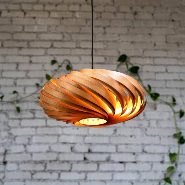 Designer Hanging Lamp Made Of Cherry Tree Wood. Handmade Wooden From Cologne Studio - image 1