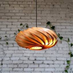 Designer Hanging Lamp Made Of Cherry Tree Wood. Handmade Wooden From Cologne Studio - thumbnail 1