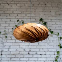 Designer Hanging Lamp Made Of Cherry Tree Wood. Handmade Wooden From Cologne Studio - thumbnail 2