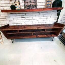 Reclaimed Wood Tv Stand Rustic Media Console With Hairpin Legs - thumbnail 3