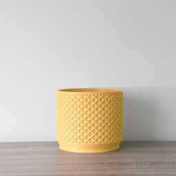 "Carolina Planter With Drainage & Saucer in Yellow, Lattice 3D-Printed Plant Pot, Small To Large Sizes 4"" 5"" 6"" 7"" 8" - thumbnail 3