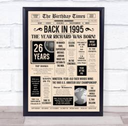 1995 Newspaper Any Age Year You Were Born Birthday Facts Personalised Gift Print - thumbnail 1