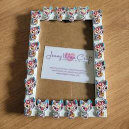 Colourful Patterned Wooden Kitten Button Photo Frame 4 X 6 Inches - thumbnail 4