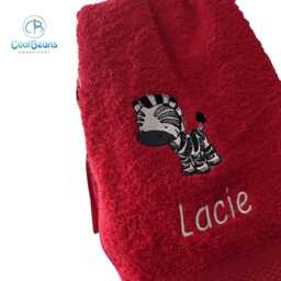 Zebra Towel - Personalised Face Cloth/Hand Bath = Embroidered With & Text