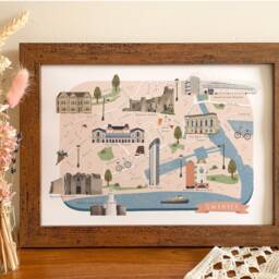 Swansea Map, Illustrated Map Of Swansea, Poster, Print, Art, Illustration, Gift, Travel - thumbnail 3