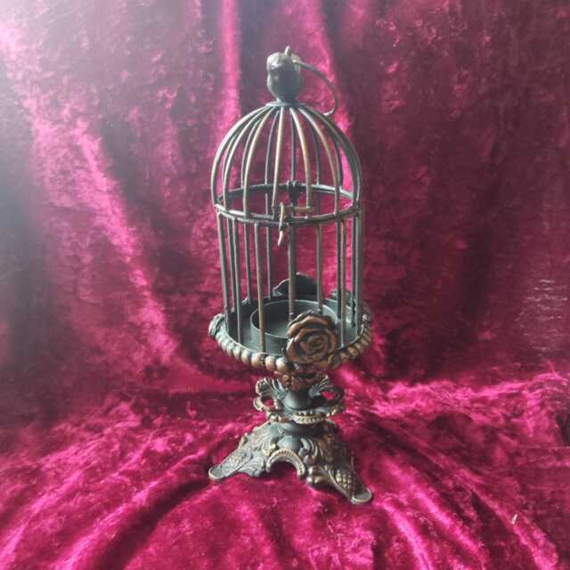 Up Cycled Candle Holder - Bird Cage Tea Light Hand Painted Ornament Home Decor Bedroom Mantle Piece - image 1