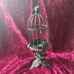 Up Cycled Candle Holder - Bird Cage Tea Light Hand Painted Ornament Home Decor Bedroom Mantle Piece - thumbnail 2