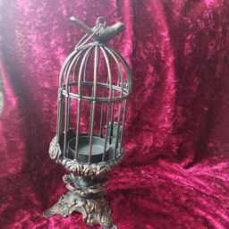 Up Cycled Candle Holder - Bird Cage Tea Light Hand Painted Ornament Home Decor Bedroom Mantle Piece - thumbnail 3