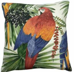 Parrots Cushion Cover Printed Bird Palm Trees Leaves Botanical Tropical 16-22 - thumbnail 1